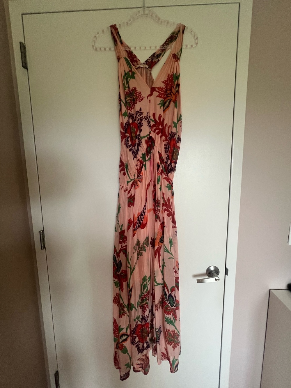 Banjanan Pink Botanical Floral Print Halter Maxi Dress